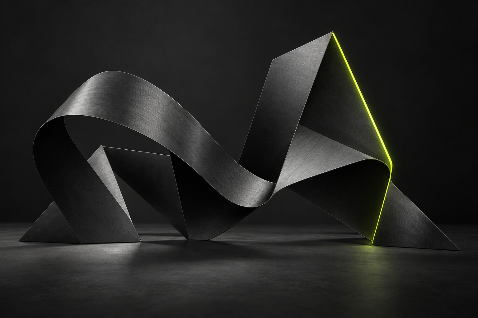 Graphite forms connected by a bright lime edge